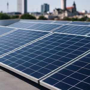 Icon für Photovoltaikanlage zur Stromerzeugung Icon Photovoltaikanlage für nachhaltige Stromerzeugung