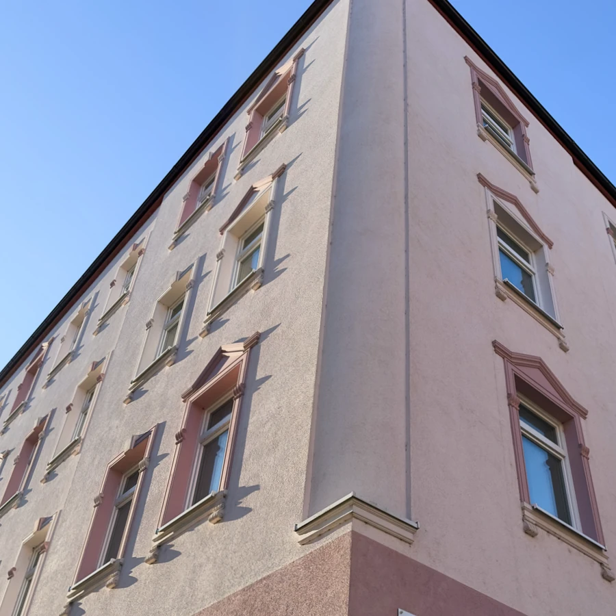 Straßenecke mit Dachansicht – Gießerstraße 50, Leipzig-Plagwitz | Kulagin Vermietung